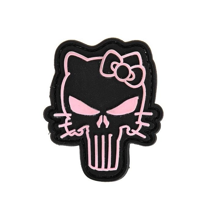 Kitty Punisher -velkromerkki, 3D, pinkki