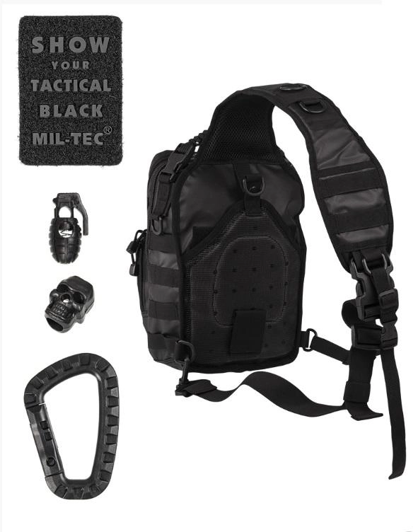 Mil-Tec Tactical reppu, yhdellä olkaimella, musta