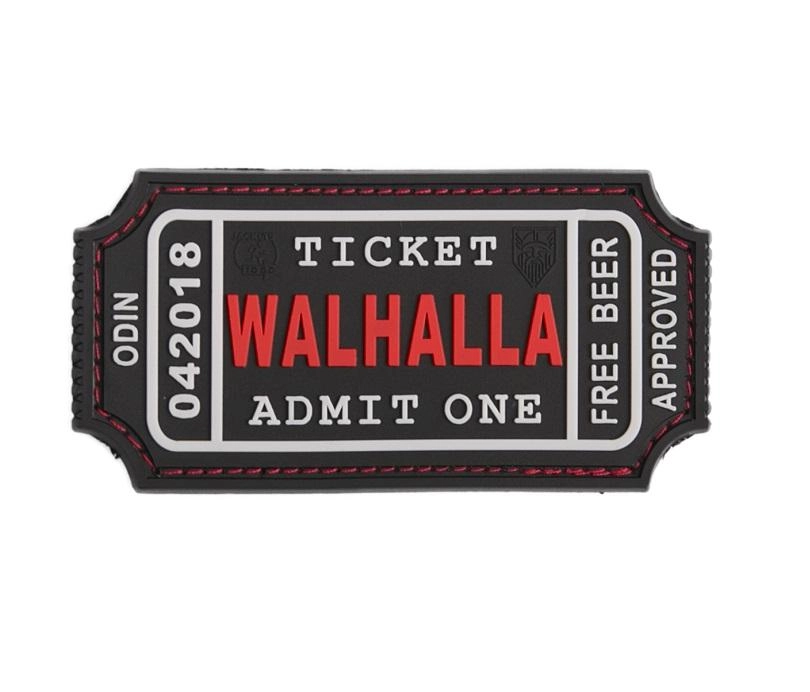 JTG Walhalla Ticket 3D velcromerkki - punainen teksti