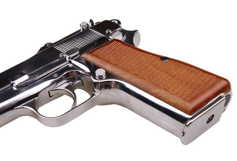 WE Browning HP M1935 kaasupistooli, metallinen - kromi