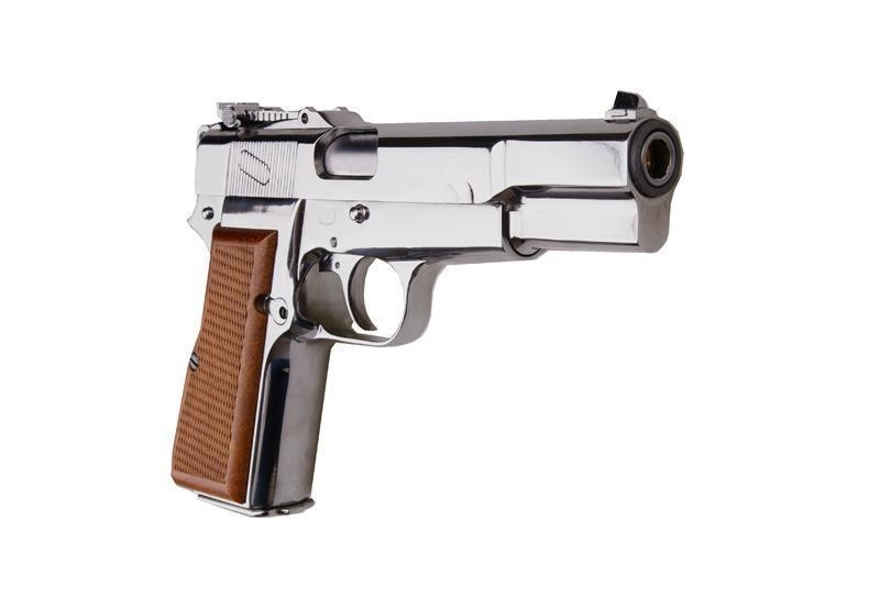 WE Browning HP M1935 kaasupistooli, metallinen - kromi