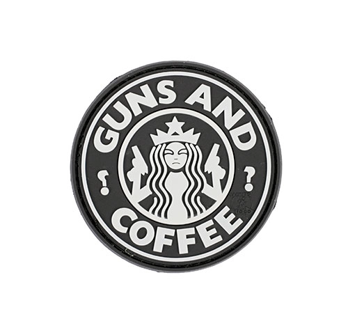 JTG Guns and Coffee 3D velcromerkki - harmaa / musta
