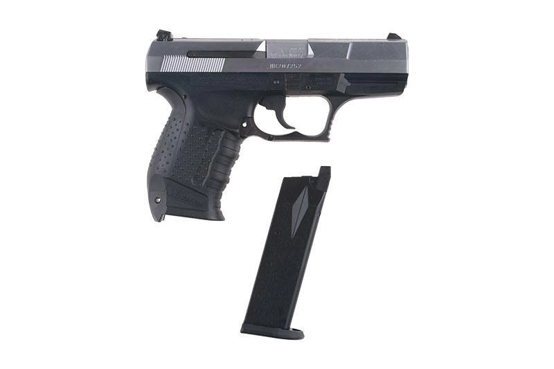 WE P99 (E99) GBB pistooli, metalliluisti - musta/hopea