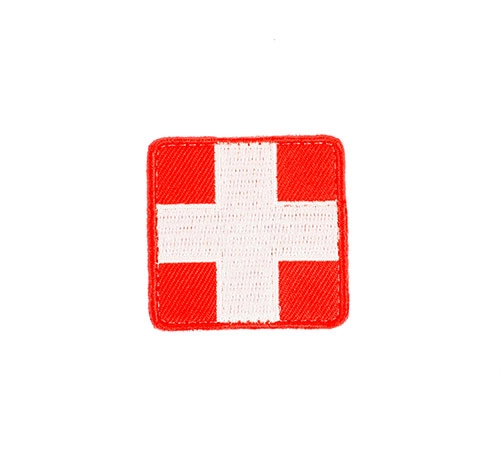 Medic -merkki 4cm, valkoinen/punainen, velkro