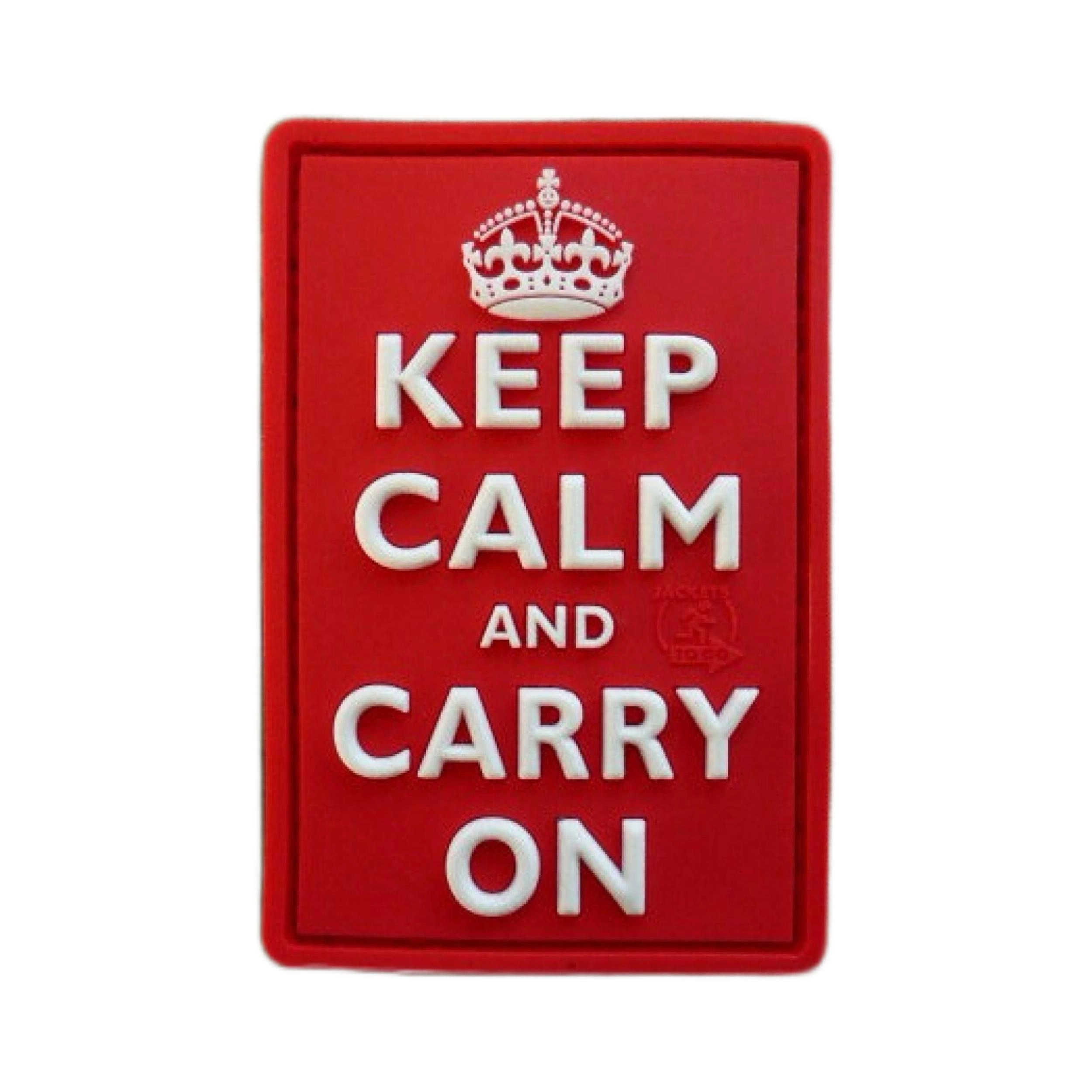 JTG Keep Calm and Carry On 3D velcromerkki - punainen