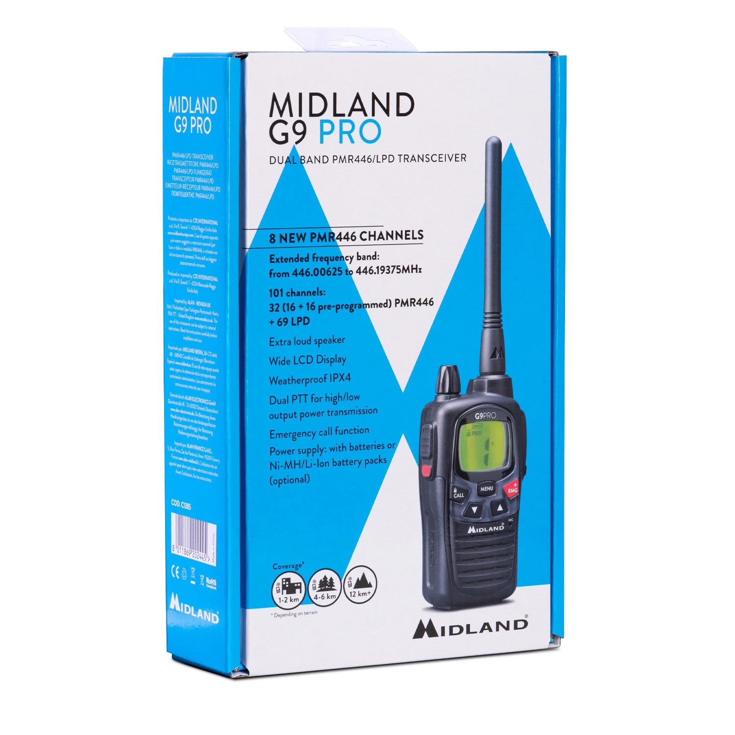 Midland G9 Pro radiopuhelin - musta