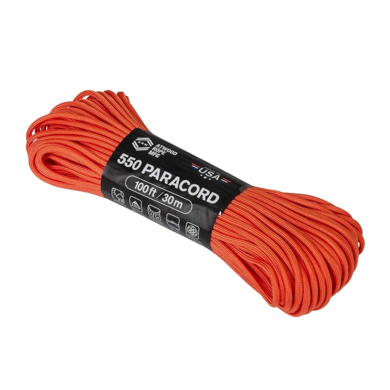 Atwood Rope MFG 550 Paracord-naru 30m (100ft) - Burnt Orange