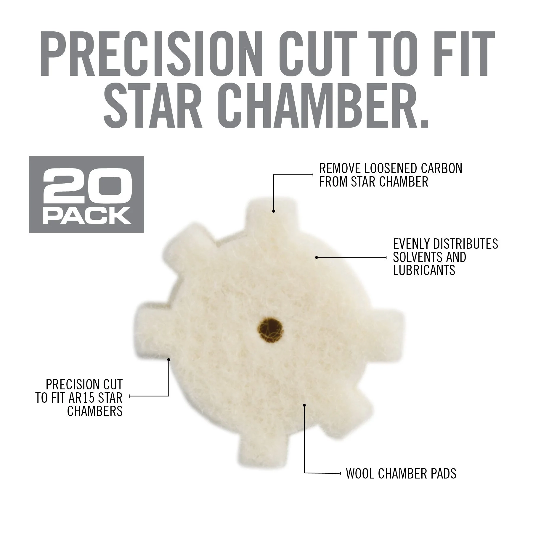 Real Avid AR15 Star Chamber Cleaning Pads - 20 kpl