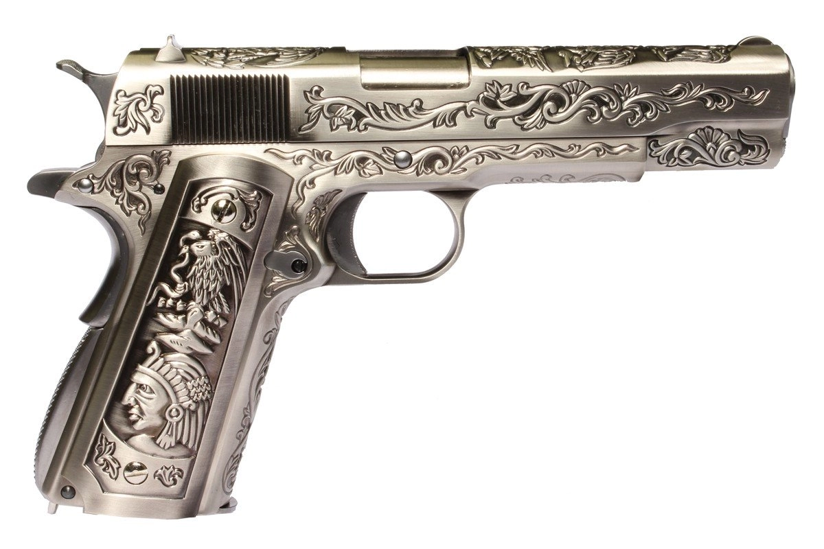 WE M1911 blowback kaasupistooli, metallinen - Classic Floral Pattern