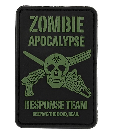"Zombie Apocalypse Response Team"-velkromerkki, 3D,  vihreä / musta