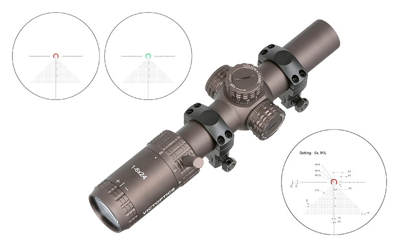 VictOptics S6 1-6x24 LPVO Short Dot kiikaritähtäin - Coyote FDE