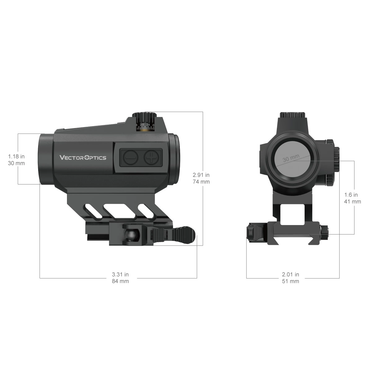 Vector Optics Maverick-II Plus 1x22 SOL Red Dot tähtäin - musta