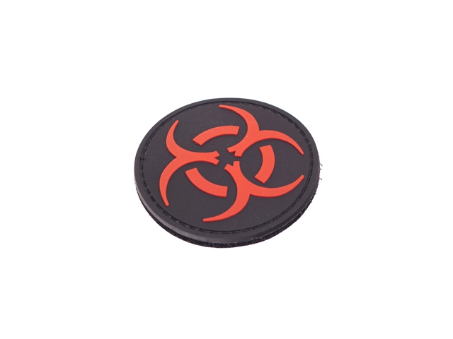 "Biohazard"-velkromerkki, 3D, musta / punainen