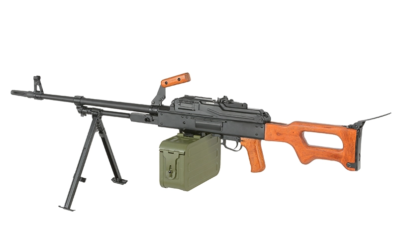 A&K PKM AEG konekivääri, metallia ja puuta