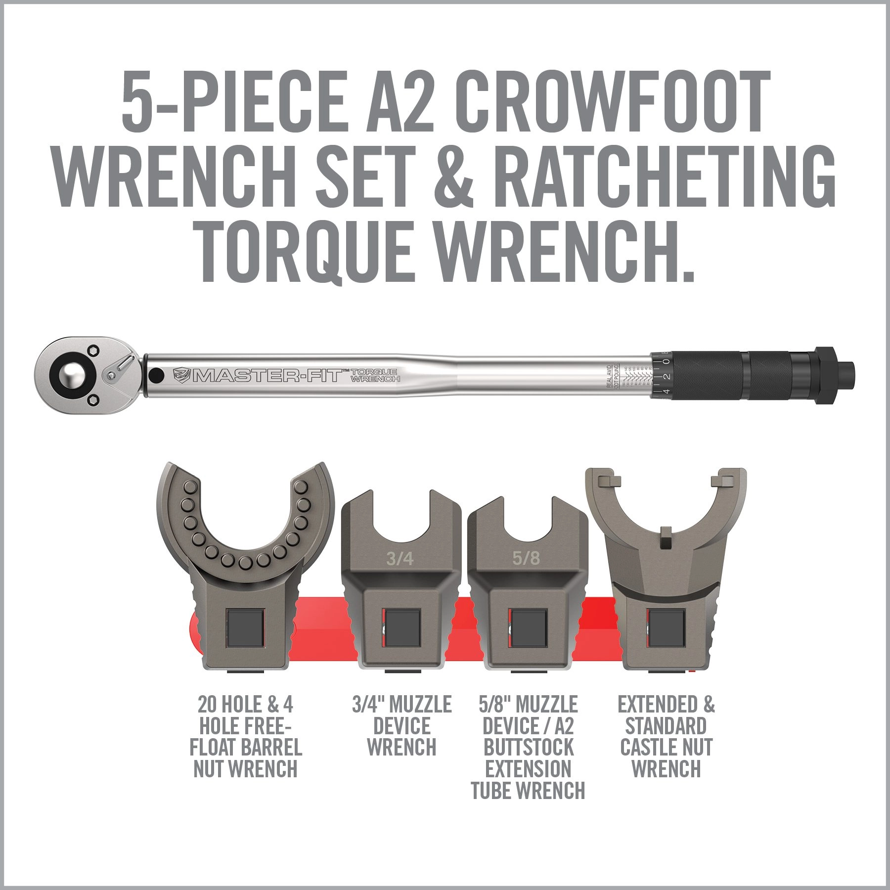 Real Avid Master-Fit A2/AR15 Crowfoot Wrench Set - työkalusarja