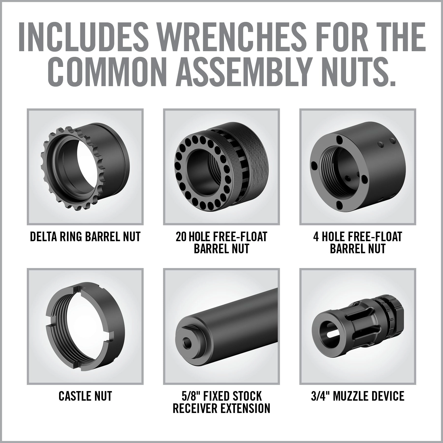 Real Avid Master-Fit A2/AR15 Crowfoot Wrench Set - työkalusarja