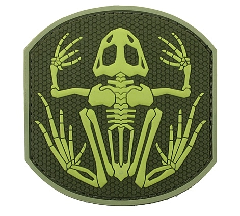 "Frog Skeleton"-velkromerkki, 3D, vihreä / keltainen