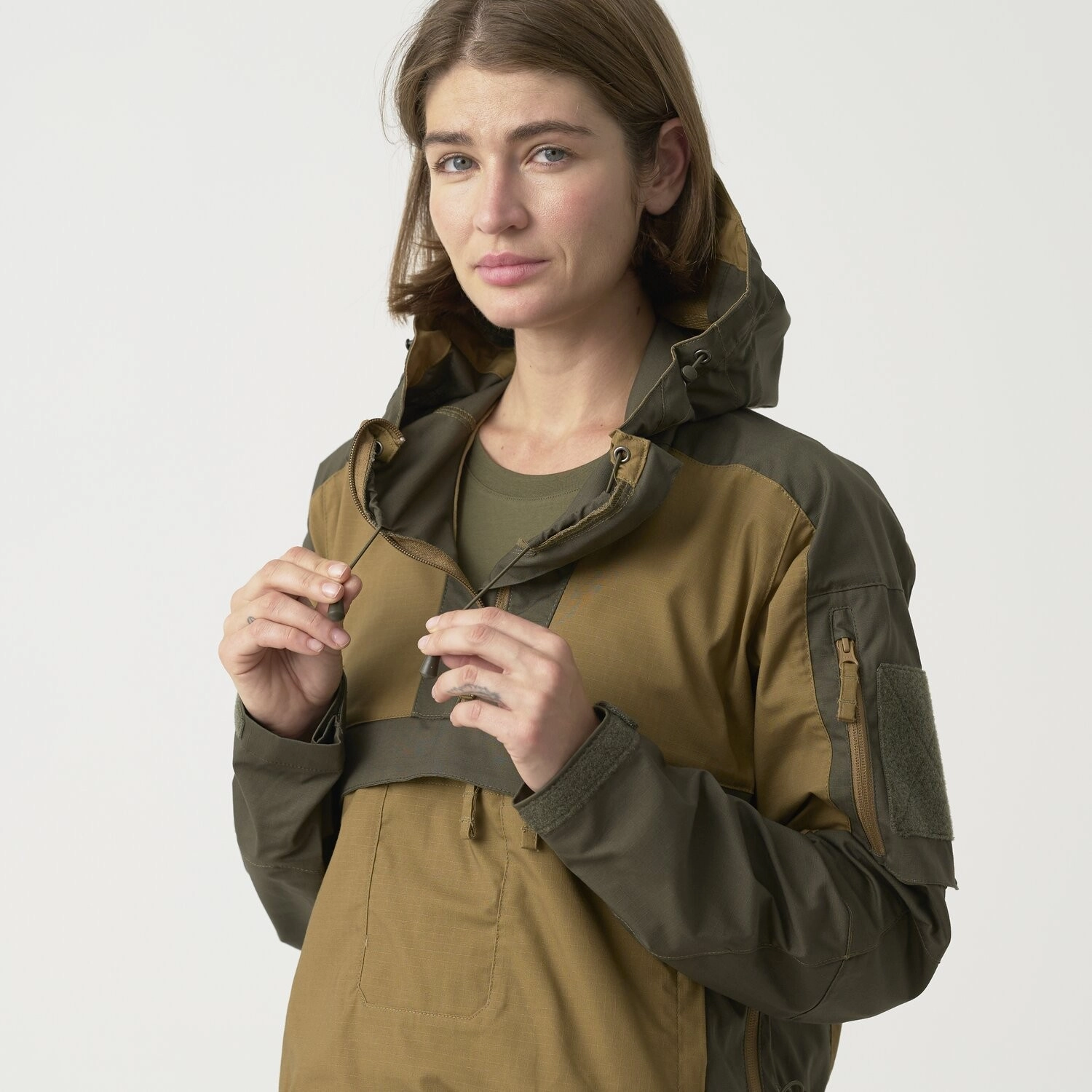 Helikon-Tex Tracer Anorak Jacket - Polycotton Stretch Ripstop - Coyote / Taiga Green