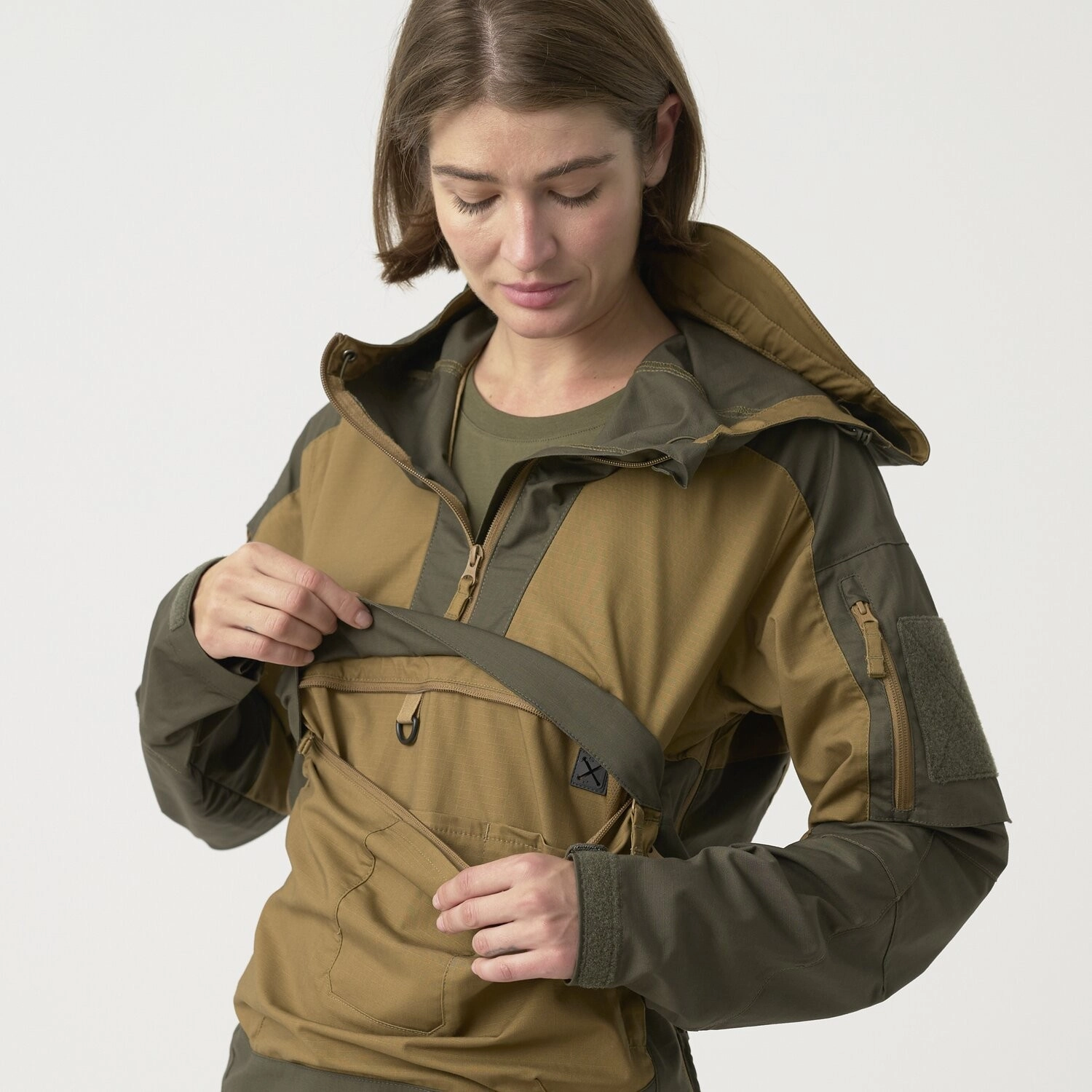 Helikon-Tex Tracer Anorak Jacket - Polycotton Stretch Ripstop - Coyote / Taiga Green