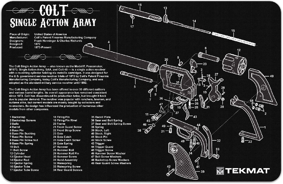 TekMat työtasomatto, kuminen - Colt Single Action Army kuvalla