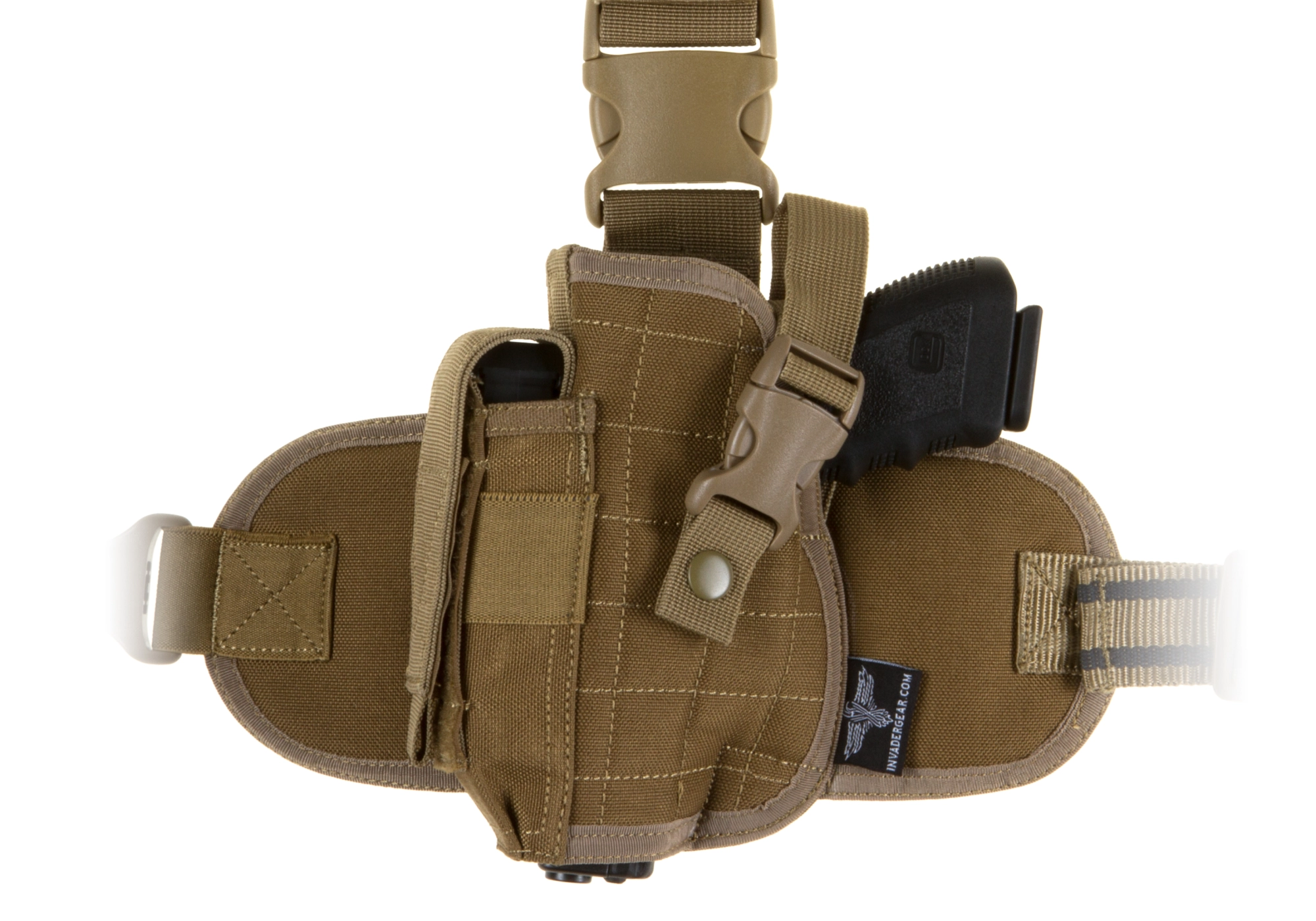 Invader Gear Dropleg Holster reisikotelo, vasemmalle - Coyote