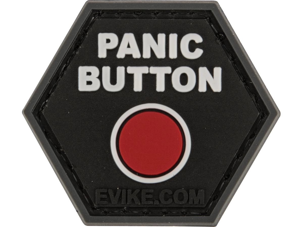 "Panic button" Velkromerkki 3D , musta