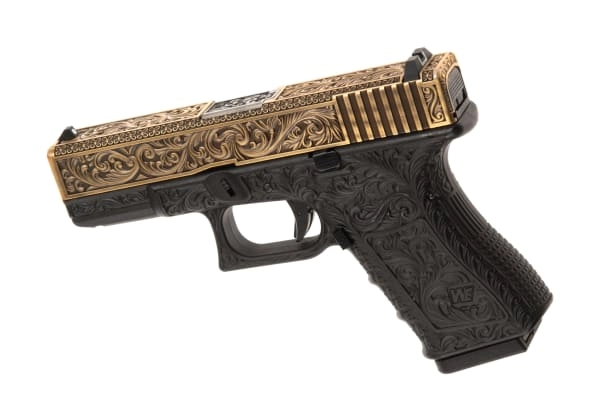 WE G19 GBB pistooli, metalliluistilla - Etched Ivory