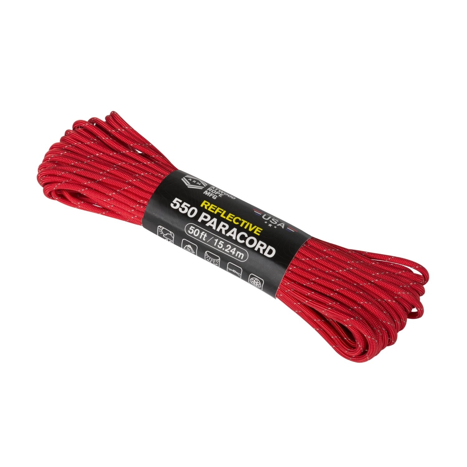 Atwood Rope 550 Paracord-naru 15m - Reflective Red