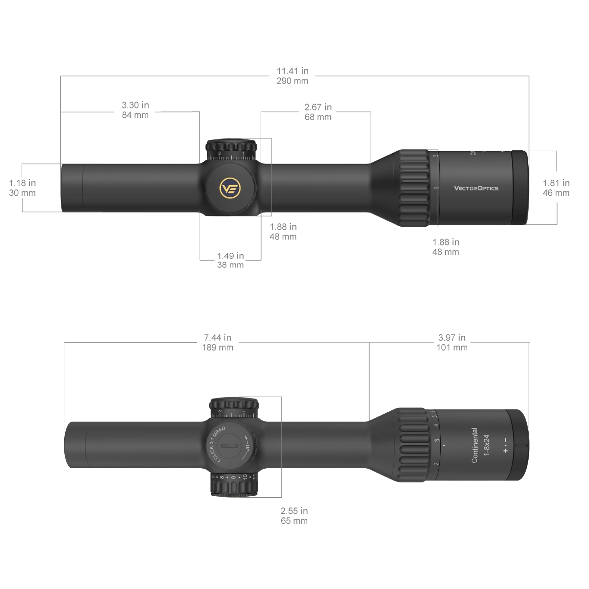 Vector Optics Continental x8 1-8x24i ED Fiber LPVO kiikaritähtäin - musta