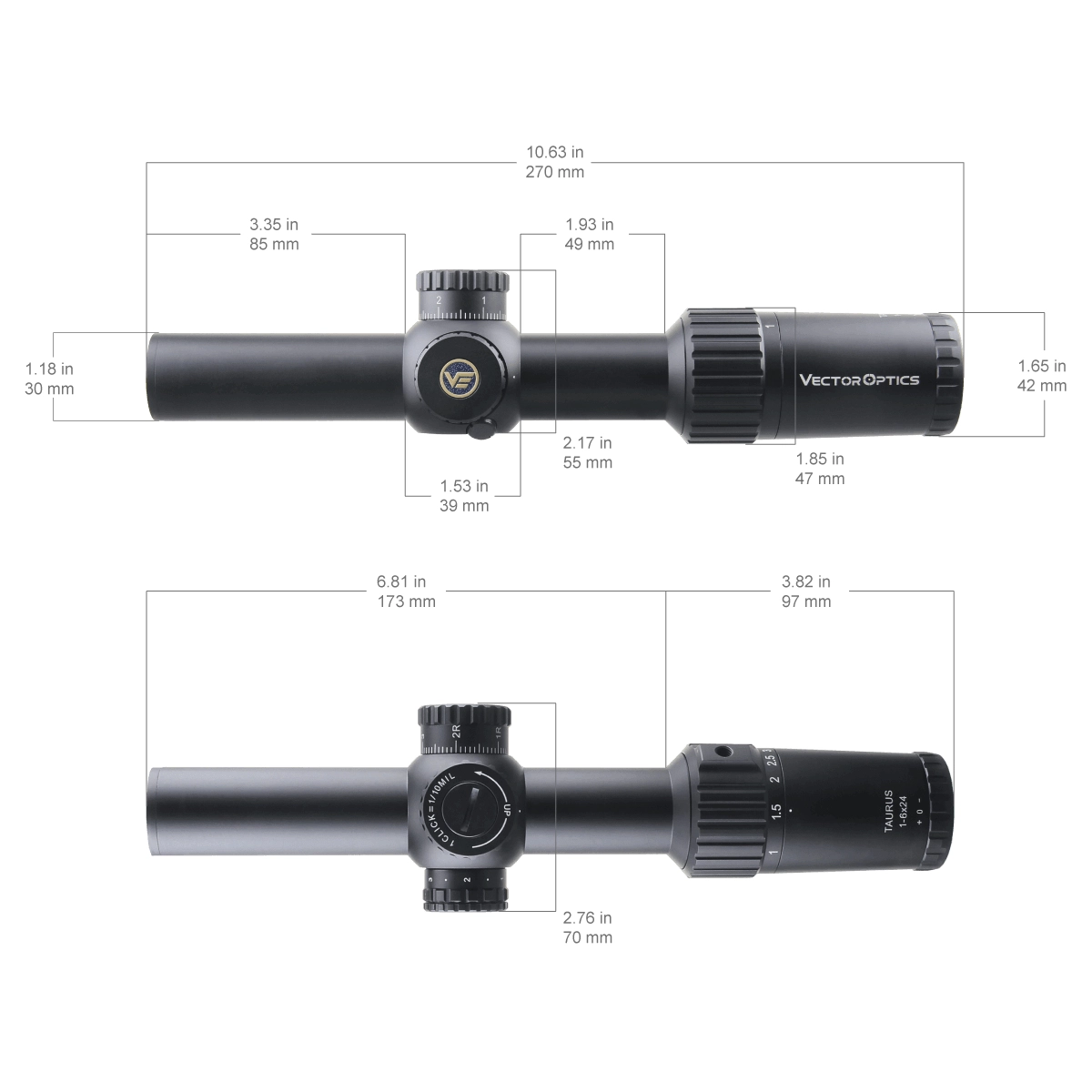 Vector Optics Taurus 1-6x24 SFP LPVO kiikaritähtäin - musta