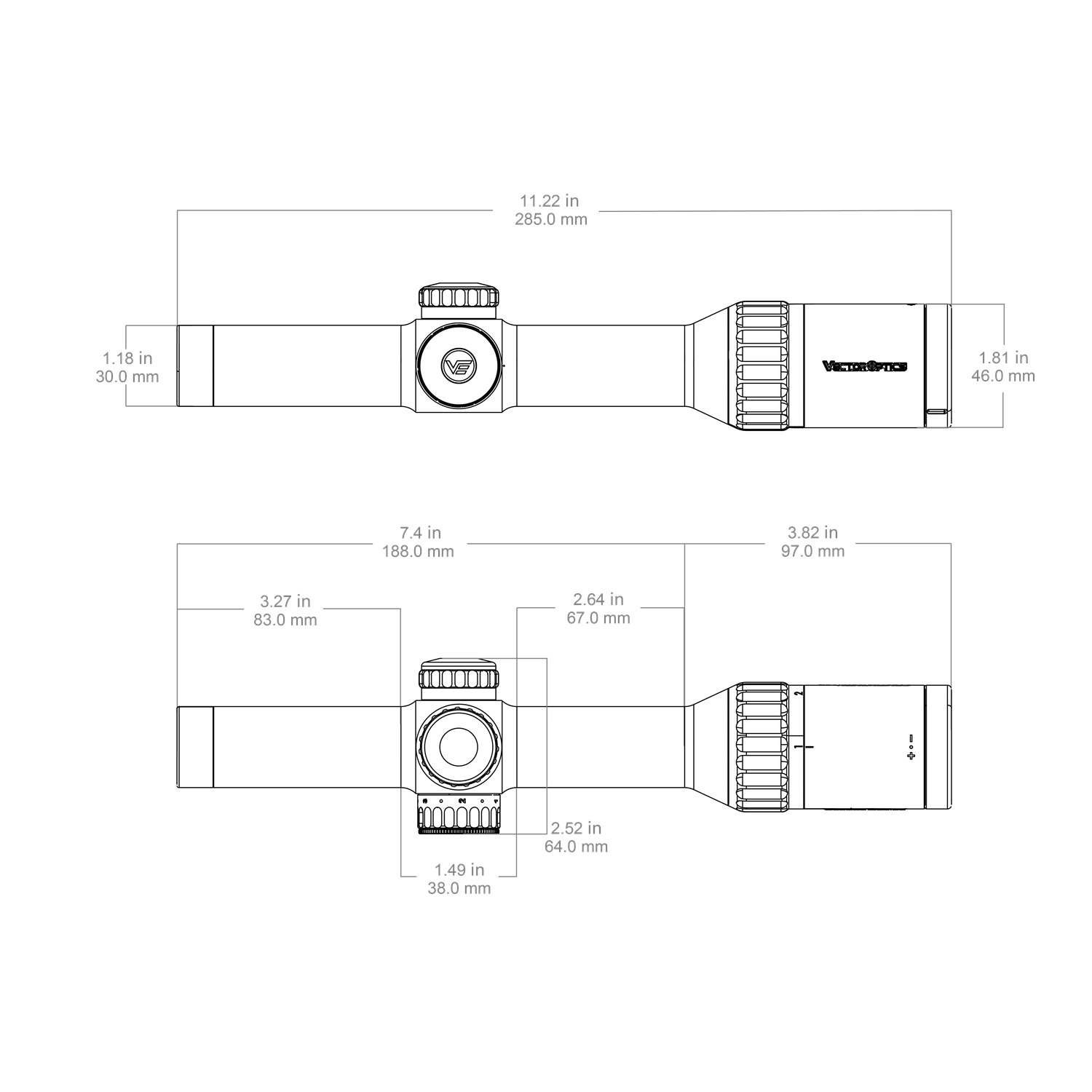 Vector Optics Continental x8 1-8x24 ED LPVO kiikaritähtäin - musta