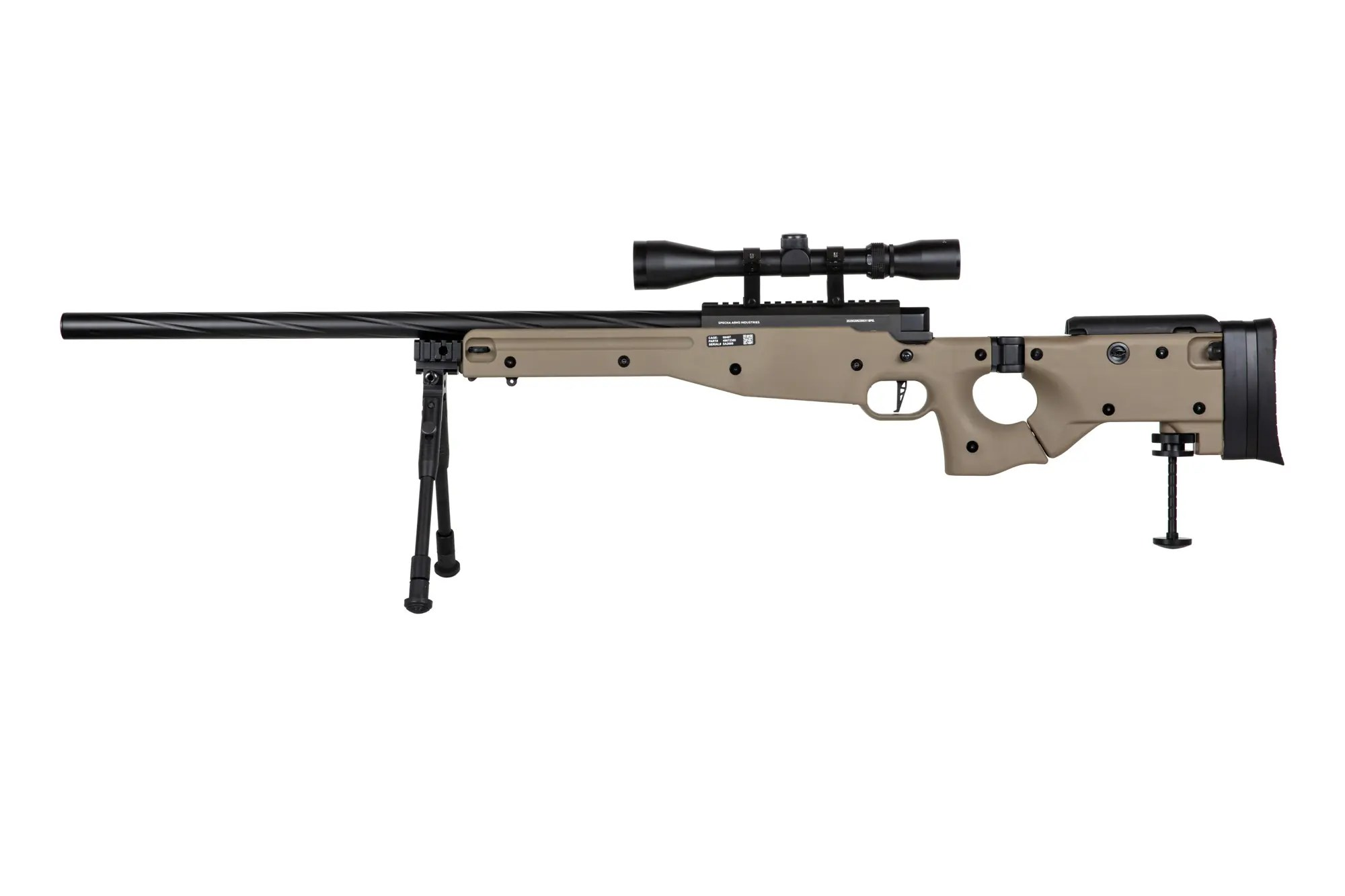 Specna Arms SA-S14 EDGE tarkkuuskivääri kiikarilla ja bipodilla