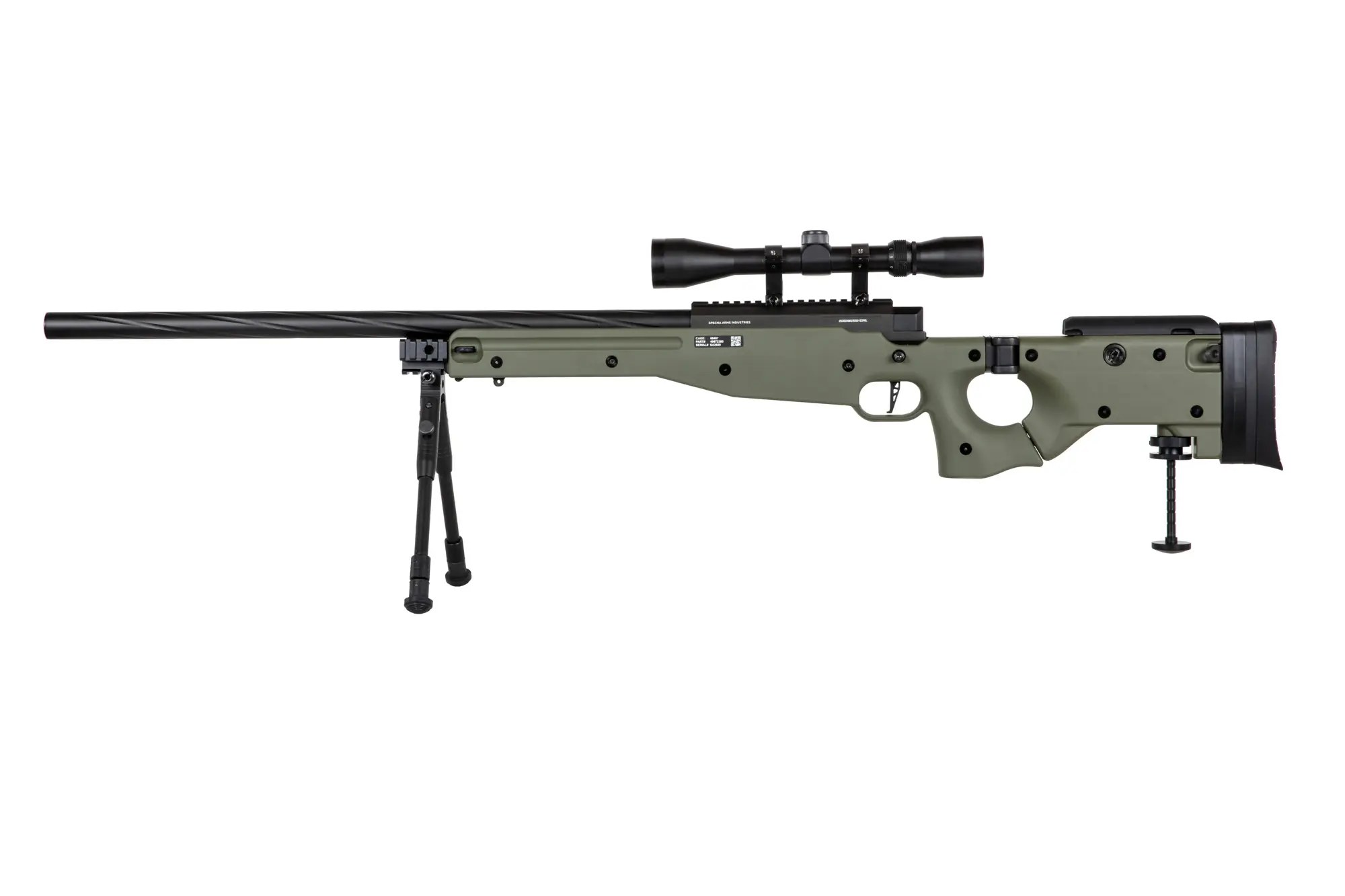 Specna Arms SA-S14 EDGE tarkkuuskivääri kiikarilla ja bipodilla