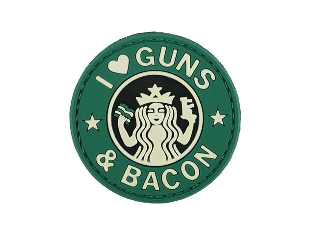 JTG I love Guns and Bacon 3D velcromerkki -  vihreä