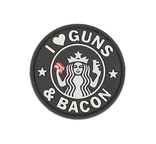 JTG I love Guns and Bacon 3D velcromerkki -  musta