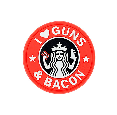 JTG I love Guns and Bacon 3D velcromerkki -  punainen