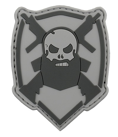 "BEARDED SKULL"-velkromerkki, 3D