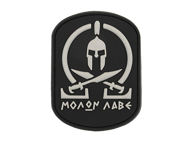 "Molon Labe"-velkromerkki, 3D, harmaa / musta