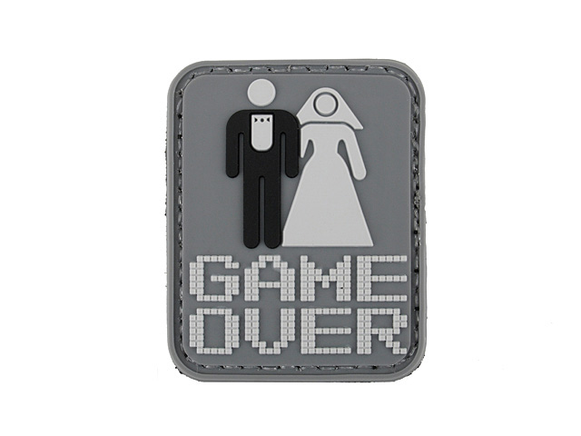 "Game Over"-velkromerkki, 3D, harmaa