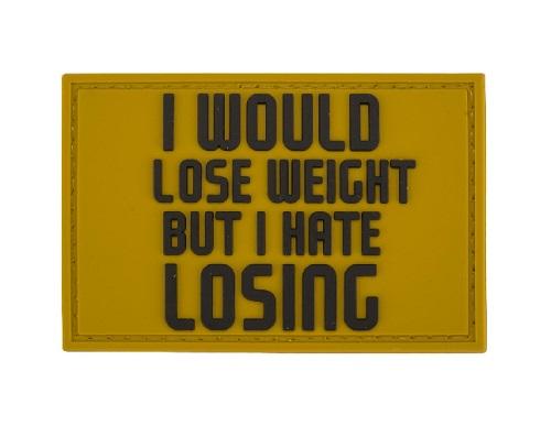 "I hate losing"-velkromerkki, 3D, keltainen