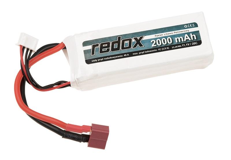 Redox 2000 mAh 11.1V 20C LiPo akku, Pack - Deans / T-liitin