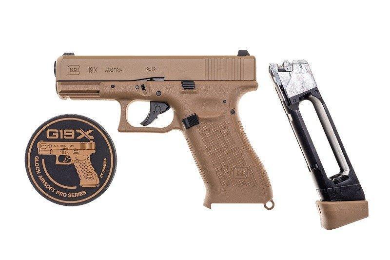 Umarex Glock 19X CO2 Blow Back Pistooli - Kojootinruskea - MilGear