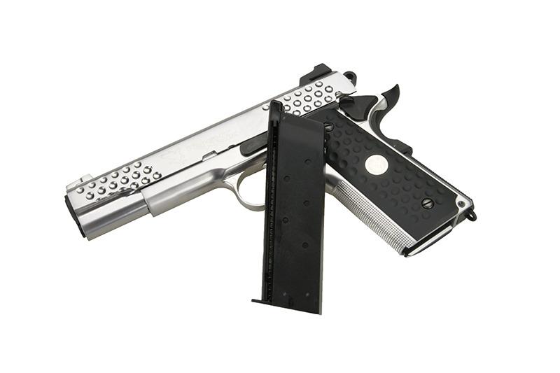WE KAC NightHawk M1911 blowback kaasupistooli, metallinen - hopea