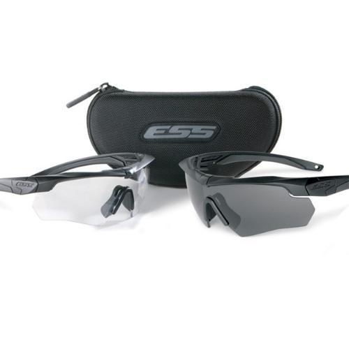 ESS Crossbow 2X suojalasit, kirkas ja tumma linssi - mustat sangat