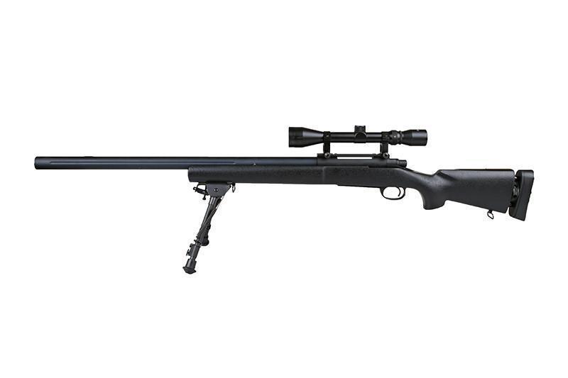 Snow Wolf SW-04 M24 Army tarkkuuskivääri, kiikarilla ja bipodilla - musta