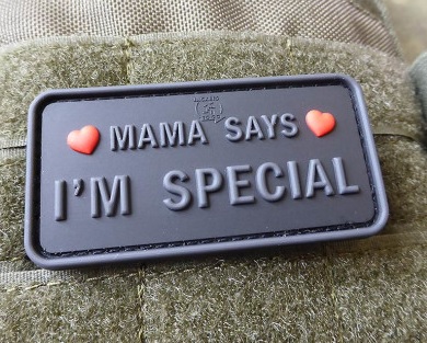 ''Mama Says I´m Special'' -velkromerkki, 3D - musta